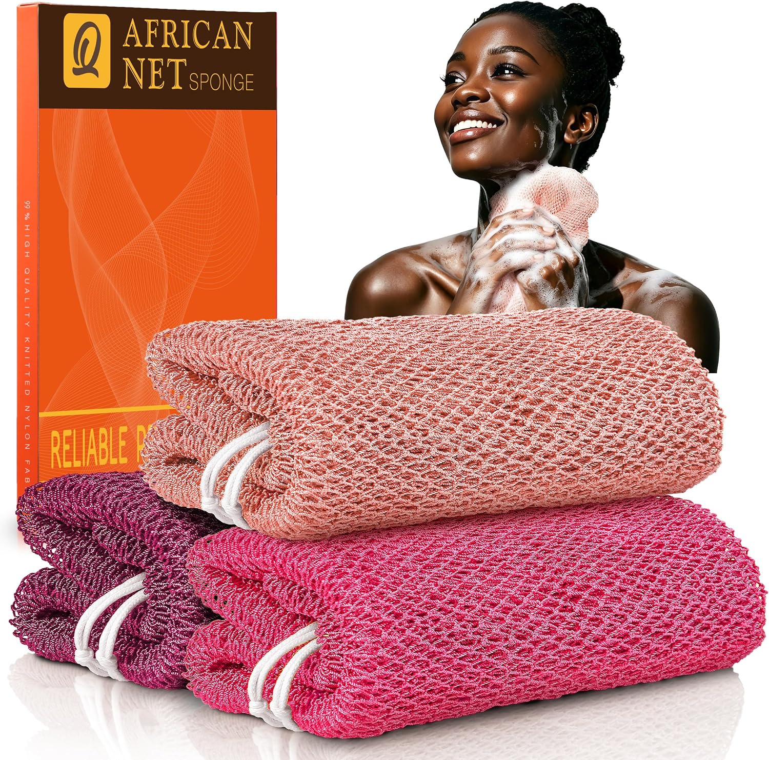 African Bath Sponge African Net Long Net Bath Sponge Exfoliating Shower Body Scrubber Back Scrubber Skin Smoother,Great for Daily Use Quick Pick Grocers